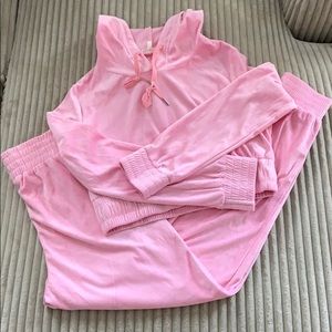 Pink velour sweatsuit